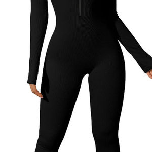 Custom High Stretch Zip up Crop Top and <b>Leggings</b> Sports Wear Pants Skinny Tracksuit Gym 2 Piece Set Tracksuits for Women - Product Image 6