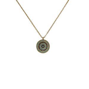 Collier à pendentif en métal doré design mauvais œil - Product Image 1