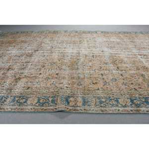 Alfombra de 6,7x10,5 pies, alfombra turca vintage, alfombra de lana con motivos de plantas y árboles azules - Product Image 3