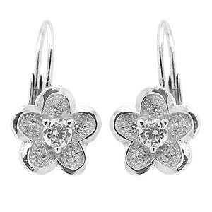 Boucles d'oreilles pendantes florales en argent 925 pour femmes, plaquées or 18 carats, avec zircon cubique, pour mariages, fêtes, matériau principal or, pierre principale perle et diamant, cadeau - Product Image 2
