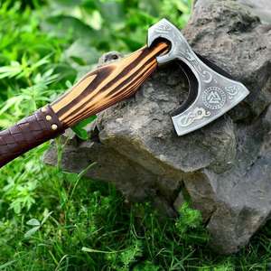 Custom Handmade High Carbon Steel Viking Hatchet with Leather Sheath for Camping Daily Outdoor Use <b>Survival</b> Industrial Grade - Product Image 1