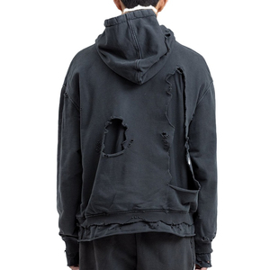 Sweat à capuche homme streetwear avec broderies effet vieilli, logo personnalisé, 100% coton, coupe classique, manches en polaire, imperméable - Product Image 4