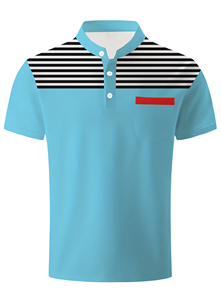Polo informal de verano 2025 para hombre, camiseta a juego de colores de nuevo diseño, cuello corto a rayas, manga corta, pecho estampado - Product Image 5