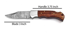 Cuchillo Plegable de Bolsillo de Acero de Damasco Hecho a Mano de Grado Industrial de Alta Calidad para Caza y Exteriores con Mango Personalizado, 1 Año de Garantía - Product Image 2