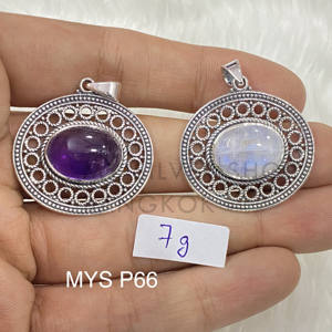 Colgante de Plata de Ley 925 con piedras preciosas naturales Colgantes de plata al por mayor - Product Image 1