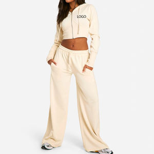 Pantalón de Pierna Ancha Recta con Diseño de Logotipo Personalizado / Chándal al Por Mayor de Manga Larga con Tela de Alta Calidad y Diseño Transpirable para Mujer - Product Image 1