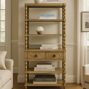 Librería Etagere de Madera Maciza de Cinco Niveles, Envío Inmediato, Estilo Tradicional y Elegante, Ahorra Espacio, para Hogar, Hotel, Sala de Estar, Apartamento - Product Image 1