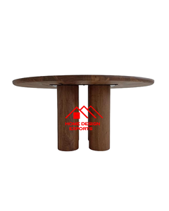 Table de bureau en bois décorative cylindrique dessus décoratif Table basse en bois sculptée à la main personnalisée pour meubles de salon - Product Image 6