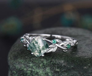 925 Sterling Silver Rose Gold Plated <b>Moss</b> <b>Agate</b> <b>Ring</b> Fashion Jewelry Women Wedding Band <b>Engagement</b> Christmas Gift Wholesale Bulk - Product Image 2