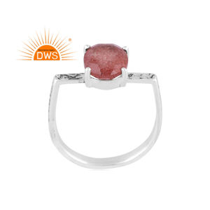 Superventas anillo de banda de piedras preciosas de cuarzo de fresa Natural de plata esterlina oxidada joyería personalizada para mujer regalo para ella - Product Image 1
