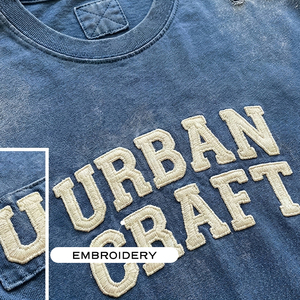 Nuova T-shirt Personalizzata per Uomo, Vestibilità Ampia, 100% Cotone 280gsm, Ricamata, Tinta Unita, Stile Vintage Streetwear, Lavata e Stampata - Product Image 3