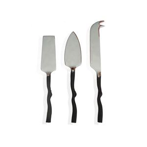 Increíble juego de esparcidores de queso Tenedor y cuchara personal Mango de diseño de bambú Plata pulida - Product Image 4