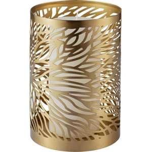 Porte-bougie décoratif en métal doré avec motif de feuille découpée, idéal pour la décoration de la maison, les mariages, les fêtes, les événements et l'éclairage d'ambiance - Product Image 1