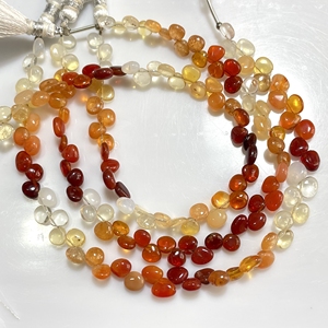 Mexican Fire Opal Smooth Heart Shape Beads Good Quality Natural Mexican Opal Plain Beads For Jewelry - Product Image 3