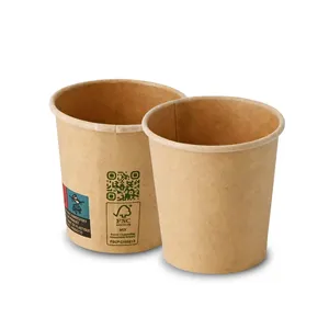 Eco-Friendly Ø 62 mm 4oz 100ml unbleached single wall bio coated paper cups small hot espresso drink <b>mugs</b> - 1000 pcs/carton - Product Image 2