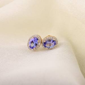 Natural Oval Tanzanite 925 Sterling Silver 14K Gold Plated Cute Stud Earrings Birthstone Jewelry <b>Gift</b> <b>for</b> <b>Her</b> Anniversary Party - Product Image 2