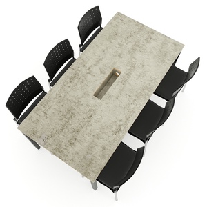 Uconcept HBUC053 System 180x90cm Industrial Style Plywood Meeting <b>Table</b> with Iron Legs Oval Concrete Color for Hotels <b>Offices</b> - Product Image 2