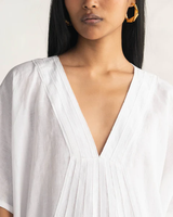 Robe longue kaftan en lin blanc 100% naturel, écologique, lavable, respirante, teinte unie, style bohème minimaliste vintage, idéale pour l'extérieur