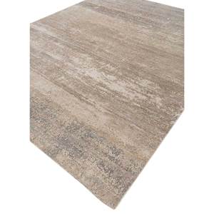 Tapis en laine et soie noué à la main Entropy Ivory AKWS-13017, tapis abstrait pour salon, tapis rectangulaire pour couloir, tapis puzzle en jute pour adolescents - Product Image 2