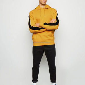 Sweat à capuche personnalisé pour hommes en coton épais patchwork, fermeture éclair de couleur contrastée, sweat à capuche imprimé, OEM/ODM disponible - Product Image 4