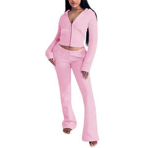 Survêtements pour hommes et femmes, ensembles de vêtements d'hiver chauds de couleur unie, sweat-shirt à capuche avec fermeture éclair, pantalon, 100% coton, coupe-vent, respirant - Product Image 4