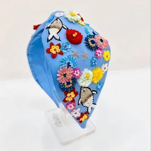 ที่คาดผมปักลายลูกปัดทำมือสำหรับผู้หญิงและเด็ก ผ้าหลากสี ปรับขนาดได้ - Product Image 4