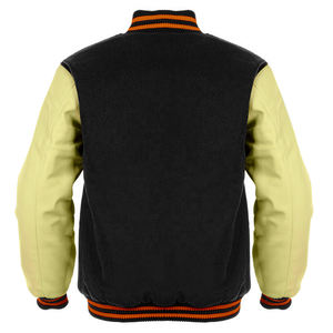 Chaqueta Varsity Letterman para hombre, chaqueta de lana negra con mangas de cuero camello, chaqueta clásica personalizada CollegeBaseballjacket para hombre - Product Image 6