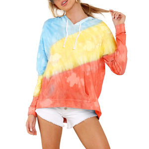 Sweat à capuche court tie-dye pour femme de haute qualité, élégant, conçu par OEM avec col à capuche et logo frontal pour l'hiver - Product Image 1