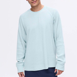 Camiseta Oversize Lisa Teñida de Manga Larga con Tejido Waffle, Ajuste Clásico, Color Marrón Camel, de Spandex de Calidad Premium, OEM B2B para FBA - Product Image 1