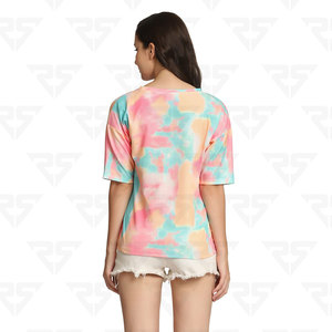 DERNIÈRE CRÉATION T-shirt rayé tie-dye pour femme, style western, pour les voyages, décontracté, pour la nuit - Product Image 2