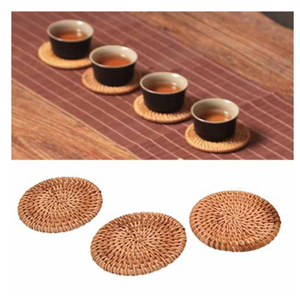 Plato de ratán natural, Mantel Individual redondo hecho a mano de Vietnam para comedor sostenible y exhibición de alimentos - Product Image 3