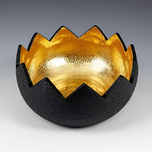 Cuencos de oro negro de 8 pulgadas elegantes de lujo, pieza decorativa de diseño creativo en zigzag ecológico para el hogar, mesa de comedor, regalos de bodas - Product Image 4