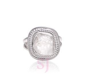 Venta caliente 925 plata esterlina hecho a mano anillo ajustable Natural crudo Herkimer diamante punta ajuste lujo Vintage boda - Product Image 1