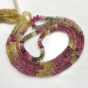 Cuentas de forma de Rondelle facetadas de turmalina múltiple, piedras preciosas naturales de calidad fina para la fabricación de joyas - Product Image 4