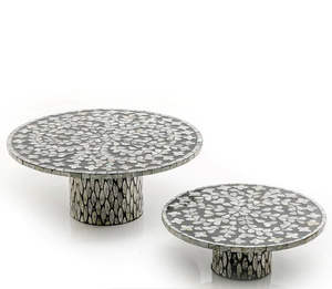 Customizable Luxury Pearl Mother Pearl Decorative Cake Stand Fabulous <b>Red</b> White Bone Inlay Home Use Serving Trays - Product Image 3