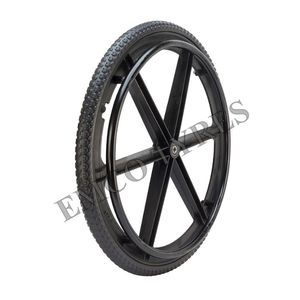 Roue arrière de fauteuil roulant gris en nylon durable de 24 pouces, légère et non marquante, pneu solide à roulement lisse, ajustement universel Easy Emco - Product Image 1