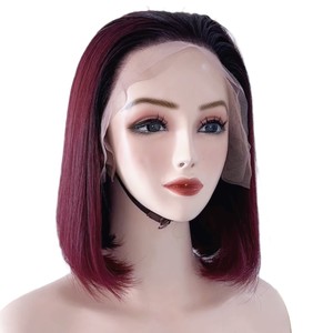 Color Borgoña Bob PELUCAS CABELLO humano mujeres pelucas hueso recto 100% cabello crudo vietnamita - Product Image 1