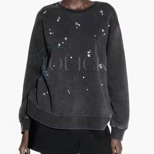 Vente en gros de sweat-shirt d'hiver de haute qualité avec strass sur le devant en polyester/coton anti-rides respectueux de l'environnement et respirant - Product Image 3