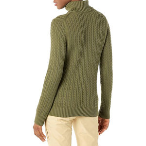 Pull à col en V pour femmes en tricot torsadé confortable de haute qualité respirant 100% coton coupe classique léger à manches longues hiver décontracté - Product Image 2