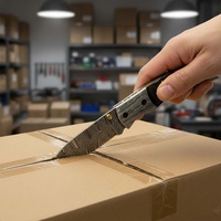 Couteau de poche pliant en acier Damas forgé à la main, étui en cuir, OEM, cadeau, vente en gros, corne de bélier, camping, garantie 3 ans, pointe tombante