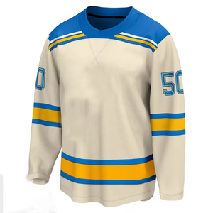 Maillot de hockey sur glace en gros, pas cher et durable, 100% polyester, sublimation personnalisée, tous les styles, surpiqué, vêtements de hockey - Product Image 1