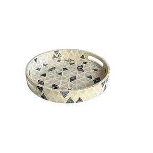 Bandejas para servir de diseño elegante hechas de bandejas de nácar con mango de metal para organizador de utensilios de cocina a bajo precio - Product Image 5