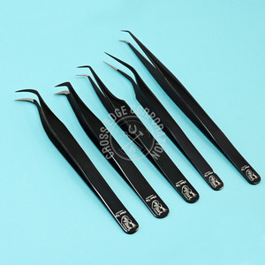 Pince à épiler professionnelle en L à 90 degrés avec pointe en fibre, pince à isolation incurvée pour extension de cils, pour éventail facile - Product Image 2