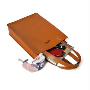 Classy Women's Genuine Light Brown Leather Tote <b>Bag</b> with Zipper Closure Large <b>Laptop</b> Handbag Casual Shoulder <b>Bag</b> with Brand Name - Product Image 5