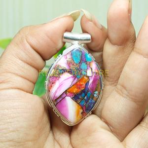 จี้สร้อยคอพลอยสีฟ้า ชมพู ส้ม คุณภาพสูงจากธรรมชาติ ประดับด้วยเงินแท้ 925 ของขวัญเครื่องประดับ - Product Image 5