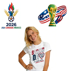 World 2026 Cup Football/Soccer Custom Cartoon Washable Logo Garment <strong>T</strong>-<strong>Shirt</strong> Sticker Plastisol Heat Transfer <strong>Printing</strong> <strong>Decals</strong> Bags - Product Image 1