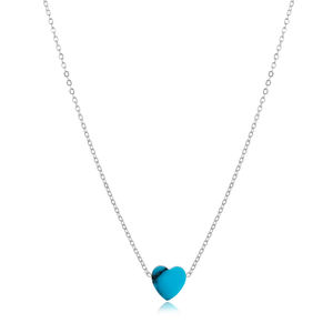 Collier avec pendentif en forme de cœur turquoise, fait à la main, pour fiançailles, mariage, fête, vente en gros, fabrication turque, argent sterling 925 - Product Image 5