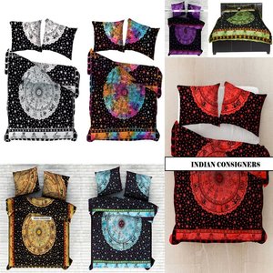 Comforter Nữ Hoàng Kích Thước Có Thể Đảo Ngược Duvet Cover Set Đẹp Cotton Mặt Trời Mặt Trăng Hoàng Đạo Bộ Đồ Giường Handmade Của Ấn Độ Consigners - Product Image 2