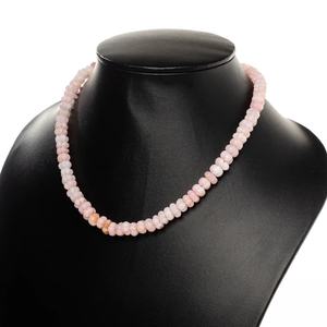 Vente en gros de perles à facettes de melon de couleur rose Collier de perles Rondelle de melon de coco avec fermoir en argent sterling Articles en vrac de bijoux de mode - Product Image 4