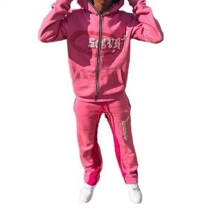 Custom for Puff Print Logo Vintage Oversized Two-Piece <b>Jogger</b> Set for <b>Men</b> Acid Wash Fleece Tracksuit Breathable Streetwear Blank - Product Image 1